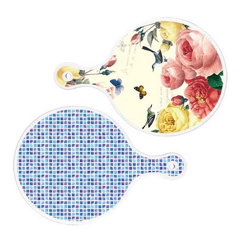 로엠디자인 서빙 원형 보드 도마 PrettyRoses 2p 세트, PrettyRoses, 블루타일, 1세트