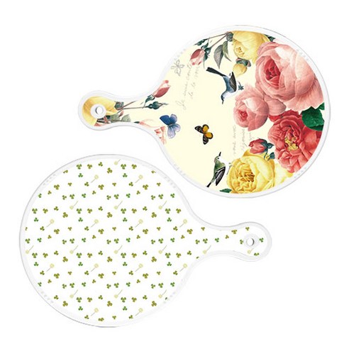 로엠디자인 서빙 원형 보드 도마 PrettyRoses 2p 세트, PrettyRoses, 세잎클로버, 1세트
