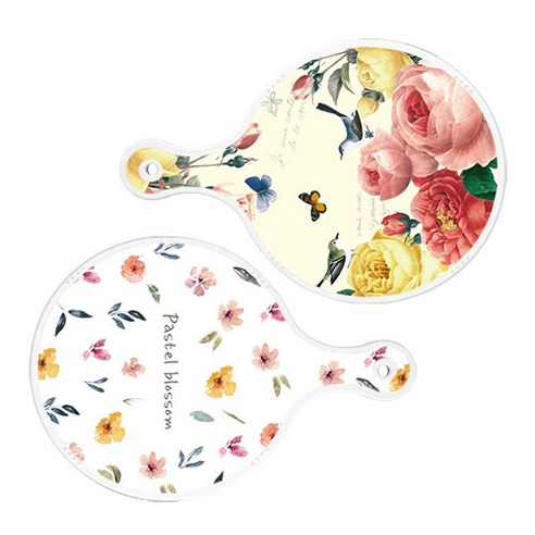 로엠디자인 서빙 원형 보드 도마 PrettyRoses 2p 세트, PrettyRoses, 파스텔프라워패턴, 1세트