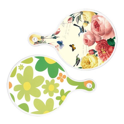 로엠디자인 서빙 원형 보드 도마 PrettyRoses 2p 세트, PrettyRoses, floral 개나리, 1세트