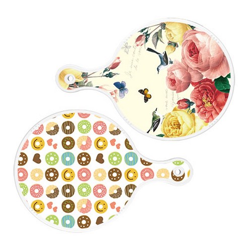 로엠디자인 서빙 원형 보드 도마 PrettyRoses 2p 세트, PrettyRoses, 도넛, 1세트