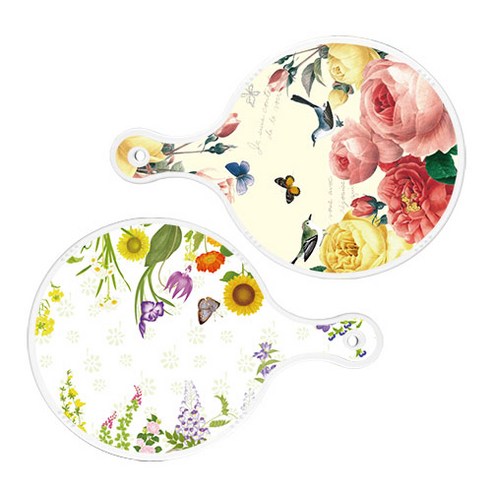 로엠디자인 서빙 원형 보드 도마 PrettyRoses 2p 세트, PrettyRoses, 화단, 1세트