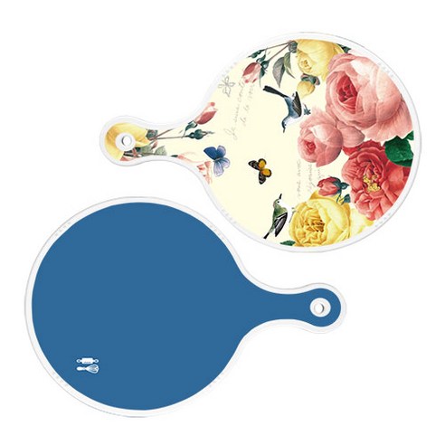 로엠디자인 서빙 원형 보드 도마 PrettyRoses 2p 세트, PrettyRoses, 다크블루, 1세트