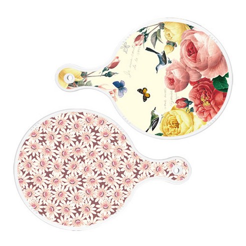 로엠디자인 서빙 원형 보드 도마 PrettyRoses 2p 세트, PrettyRoses, 자색플라워패턴, 1세트