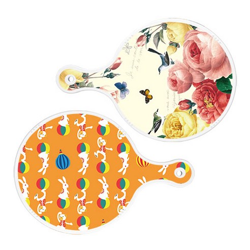 로엠디자인 서빙 원형 보드 도마 PrettyRoses 2p 세트, PrettyRoses, 토끼2, 1세트