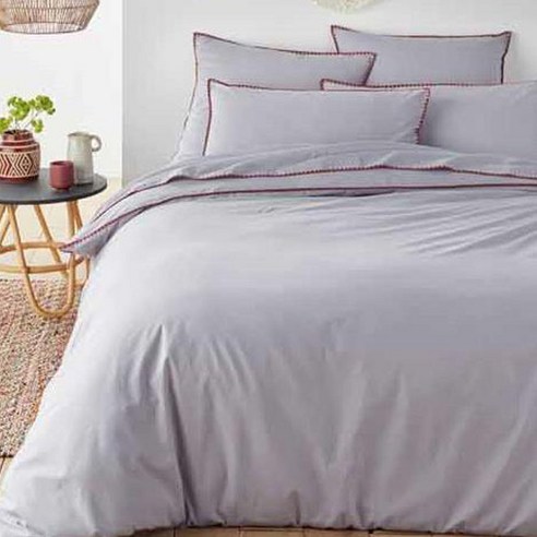 라흐두뜨 단색 자수 순면 이불커버 F696639, grey + terracotta