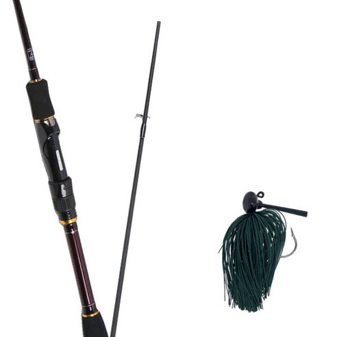 원다 베스타 루어낚싯대 702MSP + 다미끼 스커트베이트 디에프 터치 지그 10.7g, 02 GREEN + BLACK