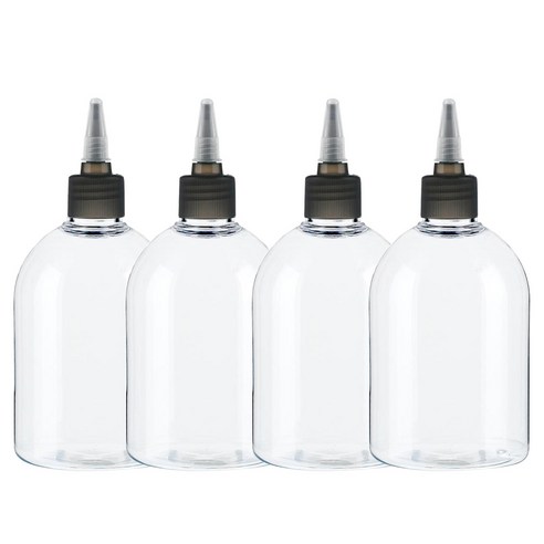 병도매닷컴 투명 뾰족 검정마개 공병 AB300, 300ml, 4개