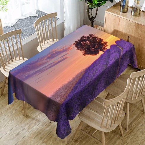 이코디 프린트 아웃 테이블보, 라벤더, 153 x 214 cm