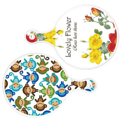로엠디자인 서빙 도마 2p Lovely Flower 원형 보드 세트, Lovely Flower 원형, 원숭이 원형, 1세트