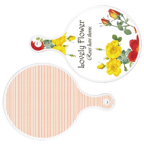 로엠디자인 서빙 도마 2p Lovely Flower 원형 보드 세트, Lovely Flower 원형, 주홍 라인 원형, 1세트