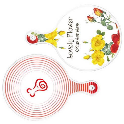 로엠디자인 서빙 도마 2p Lovely Flower 원형 보드 세트, Lovely Flower 원형, 고기 라인 레드 원형, 1세트