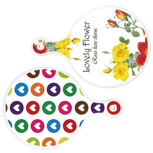 로엠디자인 서빙 도마 2p Lovely Flower 원형 보드 세트, Lovely Flower 원형, 러브 패턴 원형, 1세트