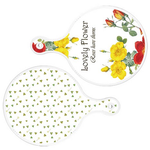 로엠디자인 서빙 도마 2p Lovely Flower 원형 보드 세트, Lovely Flower 원형, 세잎 클로버 원형, 1세트