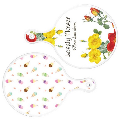 로엠디자인 서빙 도마 2p Lovely Flower 원형 보드 세트, Lovely Flower 원형, 아이스크림 원형, 1세트