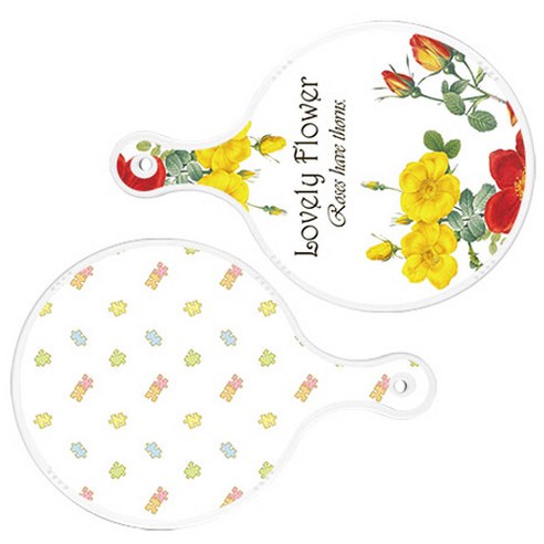 로엠디자인 서빙 도마 2p Lovely Flower 원형 보드 세트, Lovely Flower 원형, 퍼즐 원형, 1세트