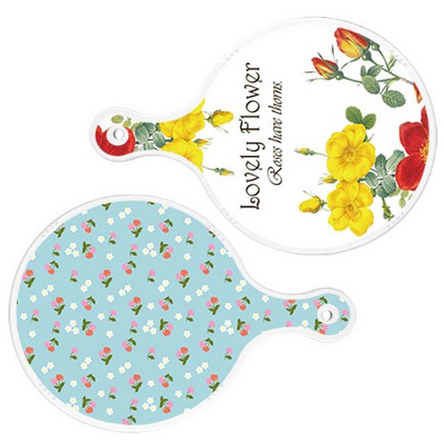 로엠디자인 서빙 도마 2p Lovely Flower 원형 보드 세트, Lovely Flower 원형, 천청색 체리 원형, 1세트