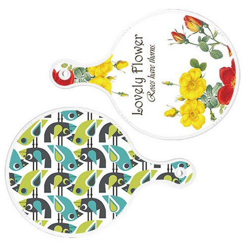 로엠디자인 서빙 도마 2p Lovely Flower 원형 보드 세트, Lovely Flower 원형, 버드 원형, 1세트