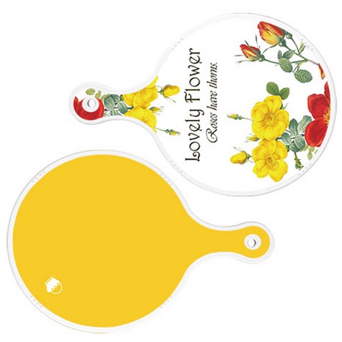로엠디자인 서빙 도마 2p Lovely Flower 원형 보드 세트, Lovely Flower 원형, 라임 원형, 1세트