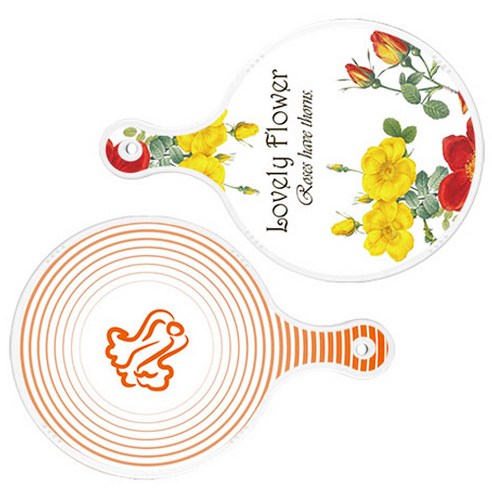 로엠디자인 서빙 도마 2p Lovely Flower 원형 보드 세트, Lovely Flower 원형, 배추 라인 주황 원형, 1세트