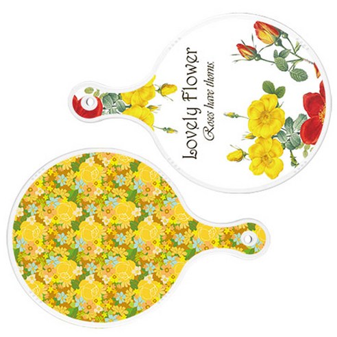 로엠디자인 서빙 도마 2p Lovely Flower 원형 보드 세트, Lovely Flower 원형, 노란 장미 넝쿨 원형, 1세트