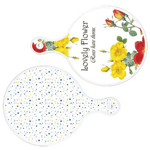 로엠디자인 서빙 도마 2p Lovely Flower 원형 보드 세트, Lovely Flower 원형, 블루 별 원형, 1세트