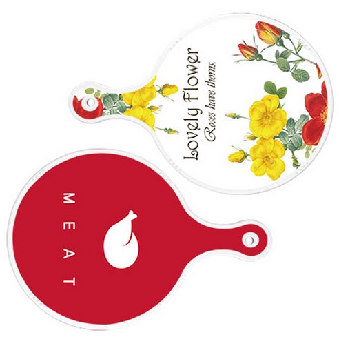 로엠디자인 서빙 도마 2p Lovely Flower 원형 보드 세트, Lovely Flower 원형, 미트 레드 원형, 1세트