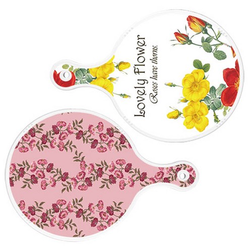 로엠디자인 서빙 도마 2p Lovely Flower 원형 보드 세트, Lovely Flower 원형, 체리 플라워 원형, 1세트