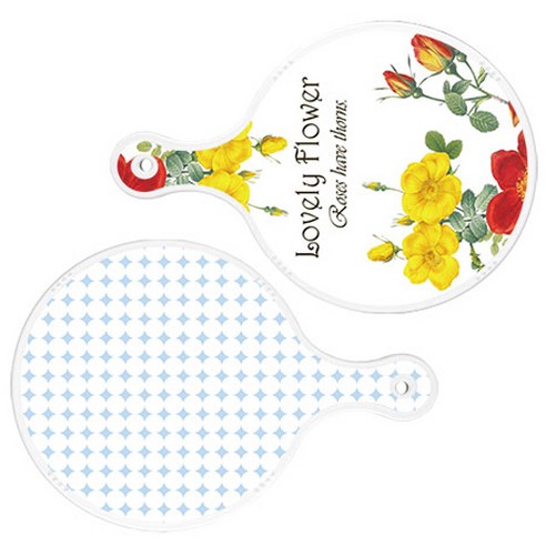 로엠디자인 서빙 도마 2p Lovely Flower 원형 보드 세트, Lovely Flower 원형, 원형 패턴 파스텔 블루 원형, 1세트