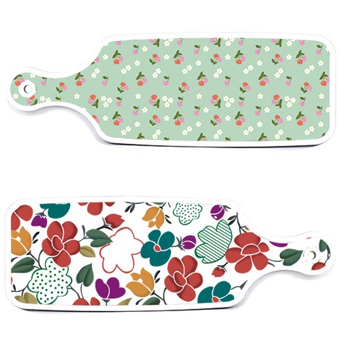 로엠디자인 floral 목련 혼합보드 서빙 도마 2p 세트, floral 목련 혼합보드, 비색체리보드, 1세트