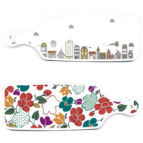 로엠디자인 floral 목련 혼합보드 서빙 도마 2p 세트, floral 목련 혼합보드, 도시클립아트보드, 1세트