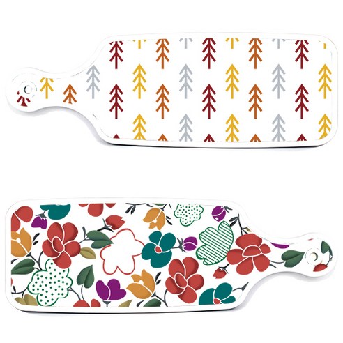로엠디자인 floral 목련 혼합보드 서빙 도마 2p 세트, floral 목련 혼합보드, 소나무화이트보드, 1세트
