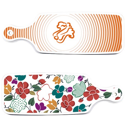 로엠디자인 floral 목련 혼합보드 서빙 도마 2p 세트, floral 목련 혼합보드, 배추라인주황보드, 1세트