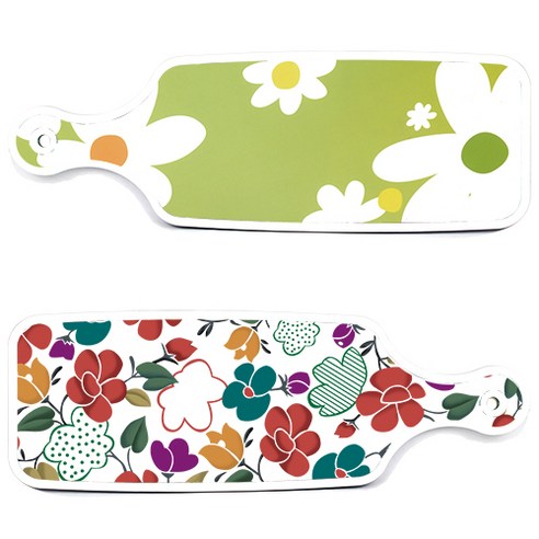 로엠디자인 floral 목련 혼합보드 서빙 도마 2p 세트, floral 목련 혼합보드, floral design하얀개나리보드, 1세트