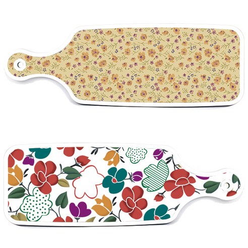 로엠디자인 floral 목련 혼합보드 서빙 도마 2p 세트, floral 목련 혼합보드, 자황색플라워보드, 1세트