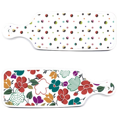로엠디자인 floral 목련 혼합보드 서빙 도마 2p 세트, floral 목련 혼합보드, 배색원형보드, 1세트