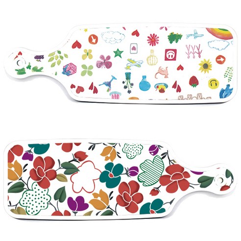 로엠디자인 floral 목련 혼합보드 서빙 도마 2p 세트, floral 목련 혼합보드, 수채화아트클립보드, 1세트