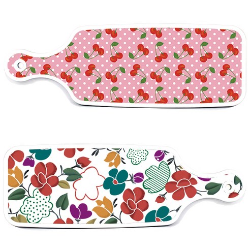로엠디자인 floral 목련 혼합보드 서빙 도마 2p 세트, floral 목련 혼합보드, 핑크체리보드, 1세트