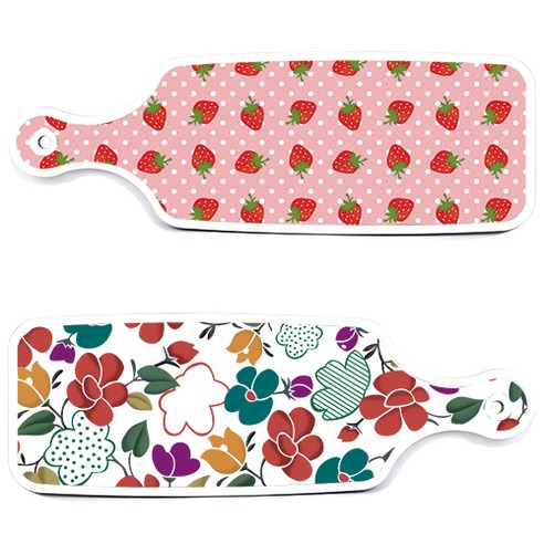 로엠디자인 floral 목련 혼합보드 서빙 도마 2p 세트, floral 목련 혼합보드, 핑크딸기보드, 1세트