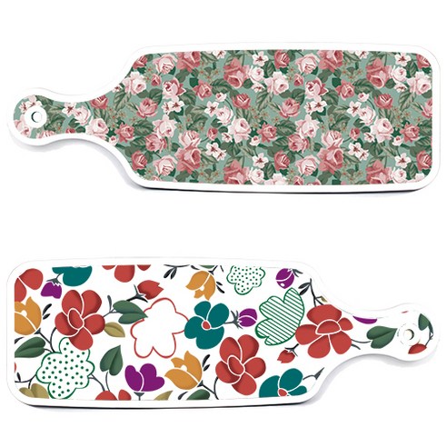 로엠디자인 floral 목련 혼합보드 서빙 도마 2p 세트, floral 목련 혼합보드, 흑록색가든플라워보드, 1세트
