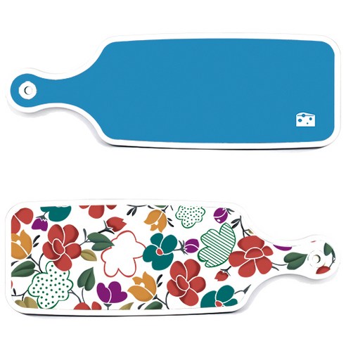 로엠디자인 floral 목련 혼합보드 서빙 도마 2p 세트, floral 목련 혼합보드, 스카이블루보드, 1세트