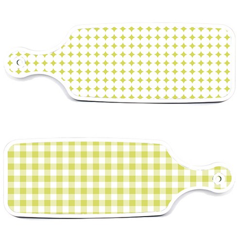 로엠디자인 서빙 도마 보드 2p 체크파스텔 연두 세트, 체크파스텔연두, 원형패턴파스텔연두, 1세트