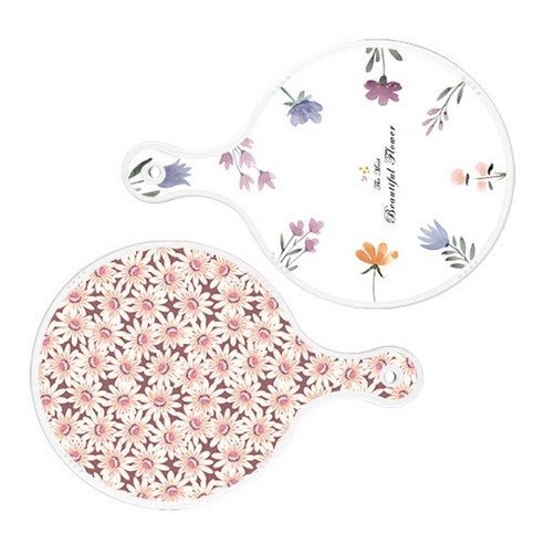 로엠디자인 서빙 원형 도마 보드 2p 파스텔패턴플라워 세트, 파스텔패턴플라워, 자색플라워패턴, 1세트