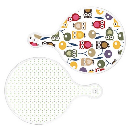 로엠디자인 서빙 원형 도마 보드 2p 부엉이 세트, 부엉이, 심플패턴, 1세트