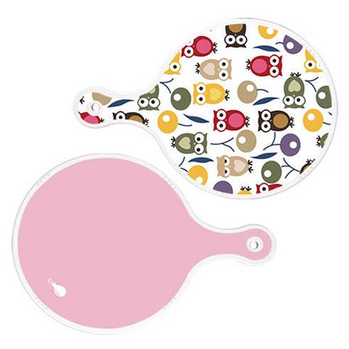 로엠디자인 서빙 원형 도마 보드 2p 부엉이 세트, 부엉이, 분홍, 1세트