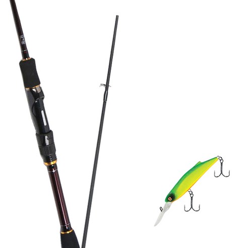 원다 배스 루어낚시대 602MLSP + 케이스 + 다미끼 쏘킬 하드베이트, 낚시대(베스타), 하드베이트(206D MAT TIGER)