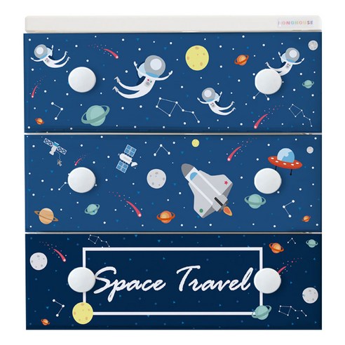 보노하우스 디자인 체스트 서랍장 3단, SPACE TRAVEL, 1개