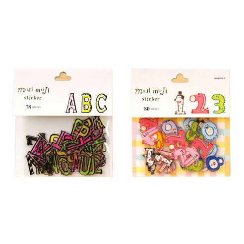 라이프포인트 알파벳 숫자 키치알파벳 DIY 스티커팩 2p 세트, 07 키치알파벳, 13 동물숫자, 1세트