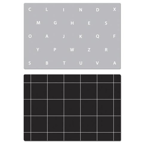 서머스트 실리콘 테이블매트 ABC + 심플체크, 그레이, 블랙, 425 x 295 mm