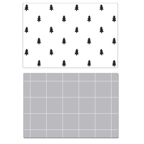 서머스트 실리콘 테이블매트 포레스트 + 심플체크, 화이트, 그레이, 425 x 295 mm